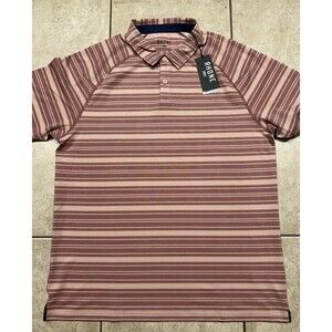 Rhone Shirt Mens Large Delta Pique Polo Mahogany Rose Striped Golf Performance